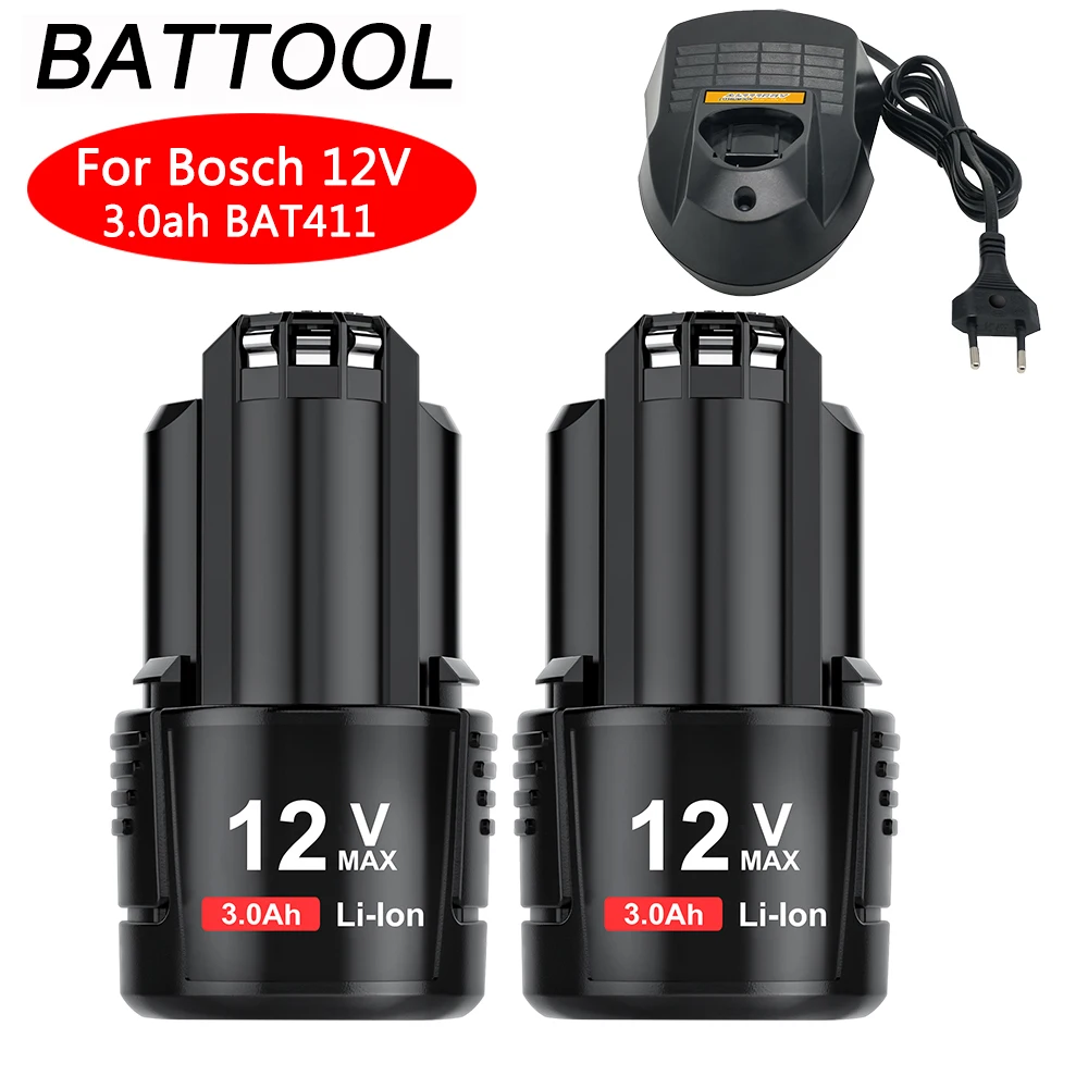 12V 3000mah Li-ion Rechargeable Battery for BOSCH BAT412A BAT413A D-70745GOP 2607336013 2607336014 PS20-2 battery Charge Set