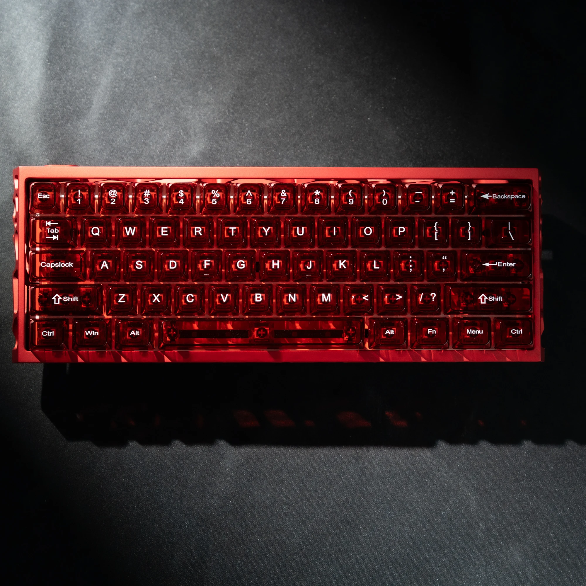 MDAプロファイル レッド透明RGBバックライトキーキャップ 115キー クリアクリスタルセラミックPCキーキャップ Cherry MXスイッチ対応 ゲーミングキーボード用