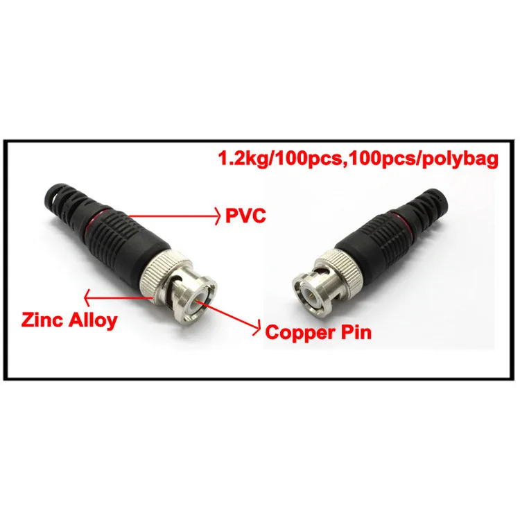 10pcs BNC Male Plug Pin Solderless Straight Angle Video Adapter BNC Connector for CCTV Surveillance Camera Security System