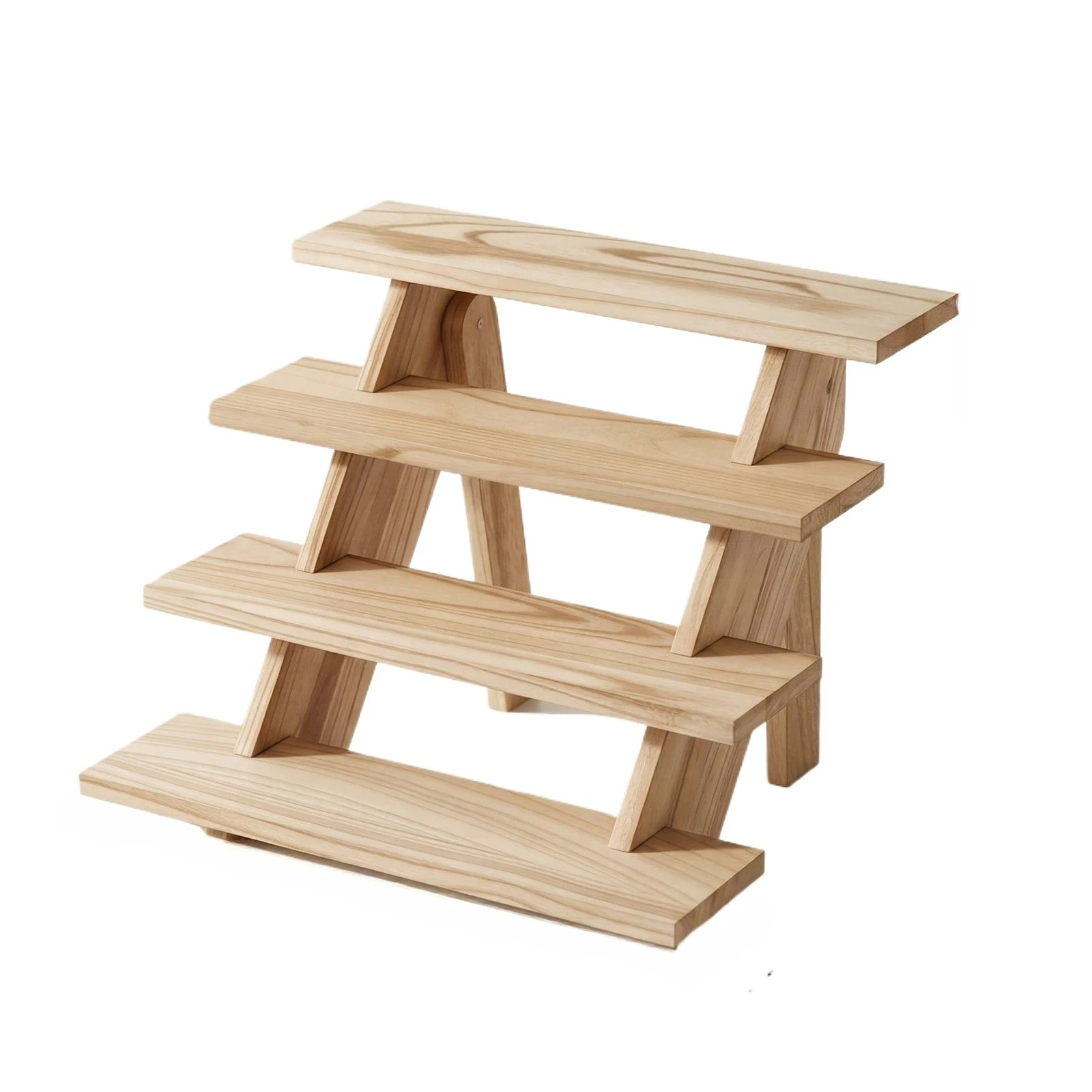 1Pc Vintage Wooden Tiered Cosmetic Display Stand, Tool-Free Assembly Makeup Organizer For Vanity Skincare/Jewelry