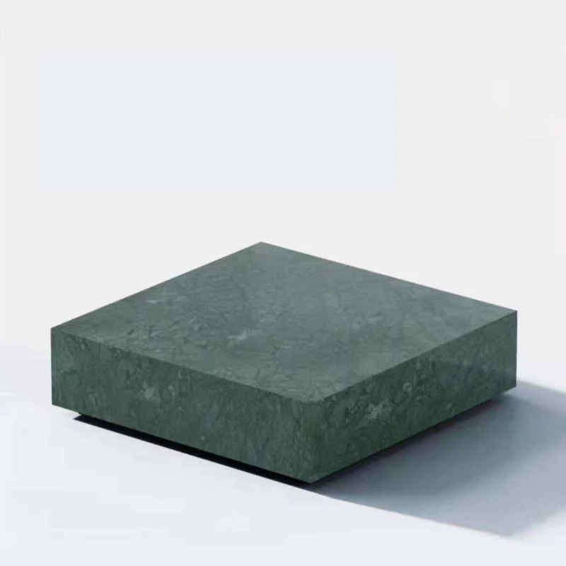 

Simple light luxury natural marble square coffee table green stone hotel living room high-end customization