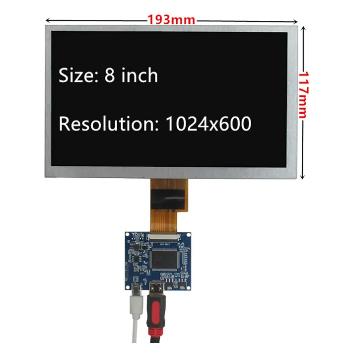 8 Inch 1024x600 Multipurpose Portable LCD Screen Display Monitor Mini HDMI-Compatibl Driver Control Board