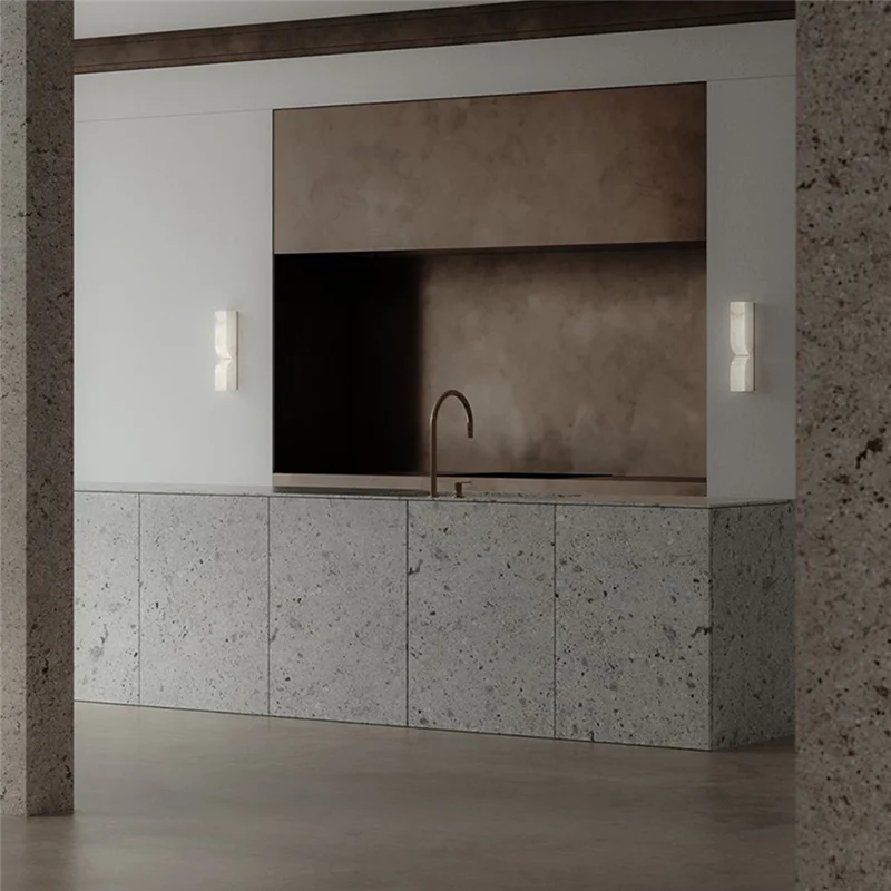 A25F-Art Deco Design Style Wall Lamp LED Light Fixtures For Living Room, Bedroom, Aisle, Restaurant Natural Marble Base