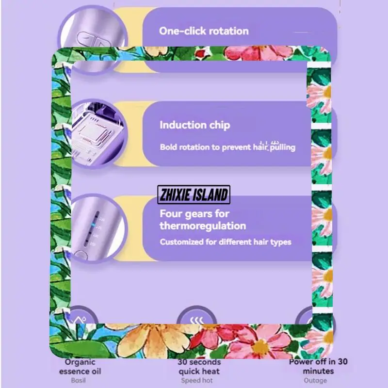 Rolo de ondulação de cabelo automático, entrega em 24 horas, 32mm, com controle de temperatura, ferramentas de estilo, ferro de cabelo, plugue americano