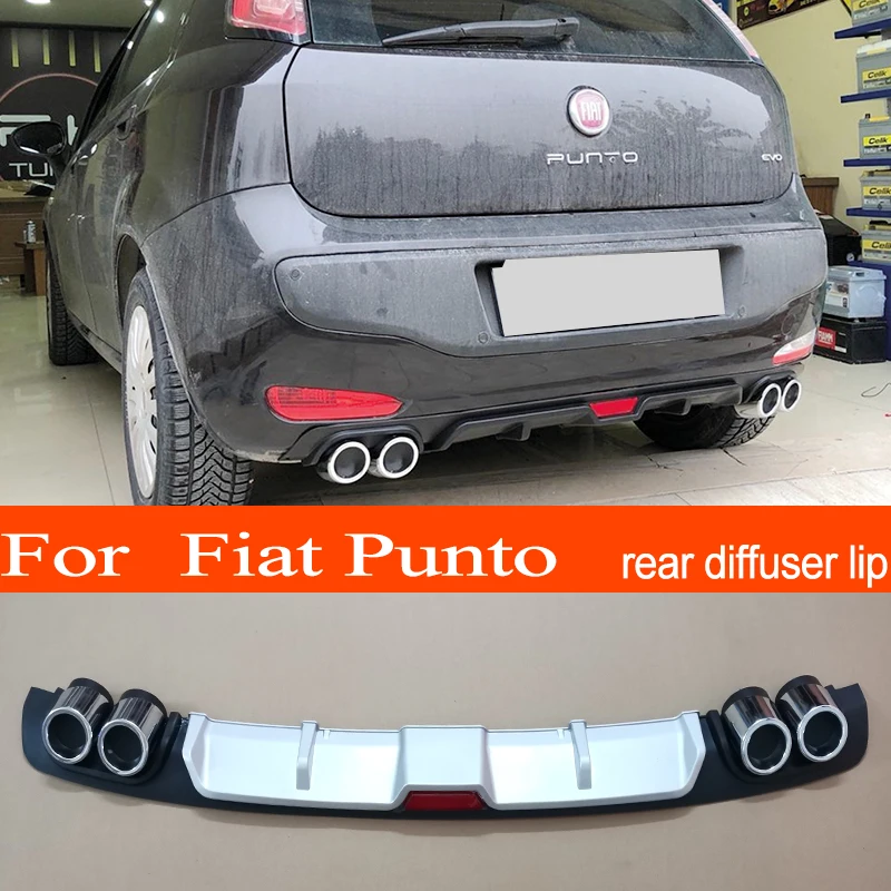 Punto ABS พลาสติกเงิน/สีดำรถกันชนด้านหลังด้านหลัง Diffuser สปอยเลอร์ Lip สำหรับ Fiat Punto