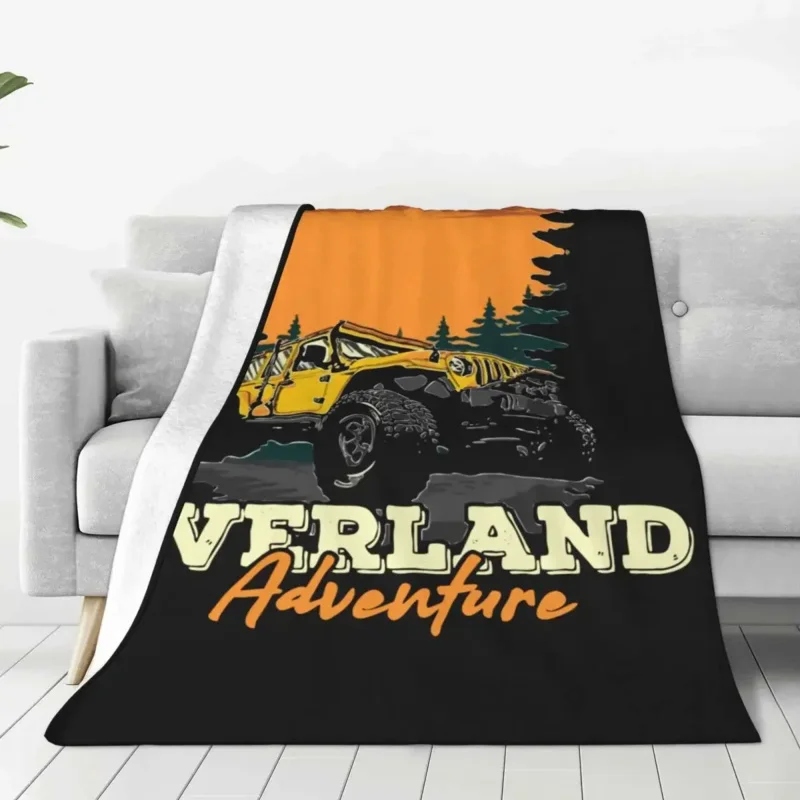 Camel Trophy Overland Adventure Camping Nature Velvet All Season Soft Throw Blankets for Bed Car Bedding Throws