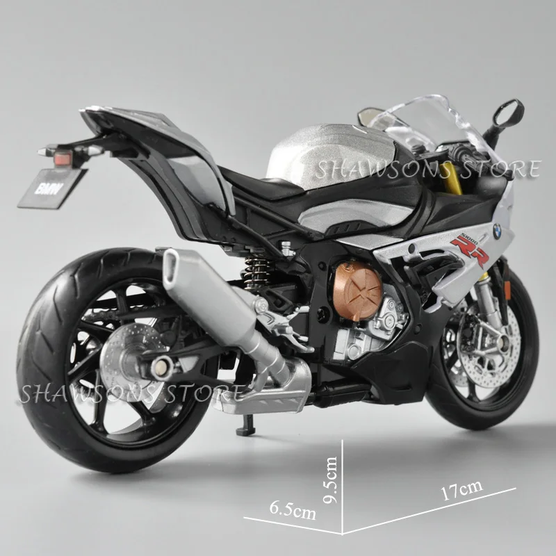 1:12 Scale Diecast Motorcycle Model Toys BMW S1000RR Sport Bike Miniature Replica With Accessory Wheel