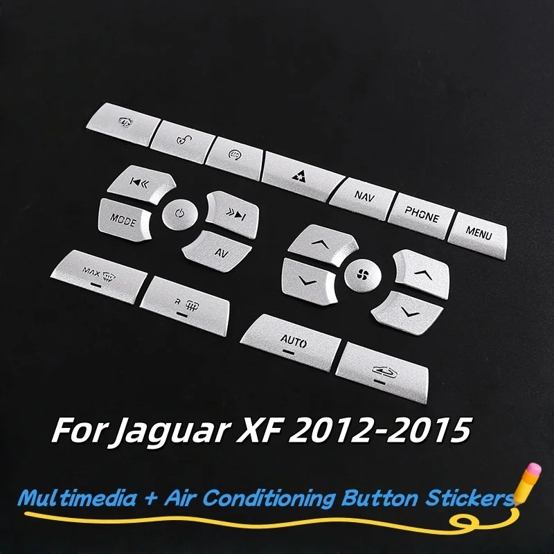 

For Jaguar XF XJ 2010-2019 Stainless Steel Black Car Central Control Multimedia Air Button Cover Trim Sticker Car Accessories