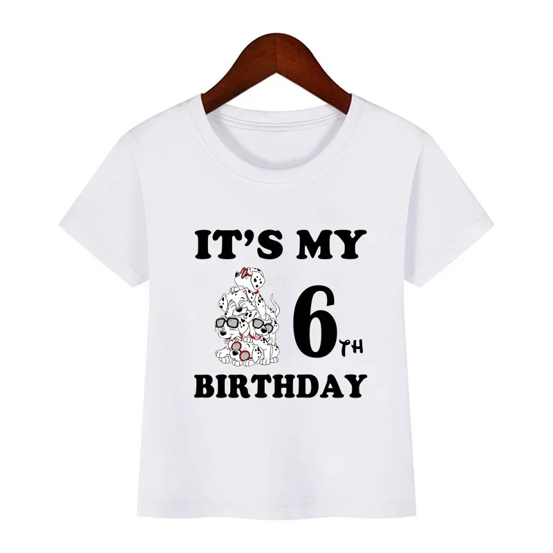 101 Dalmatians Little Spotted Dogs Print Kids Clothes It's My 1 2 3 4 5 6 7 8 9 Years Birthday Boys Girls T shirt Baby T-Shirt