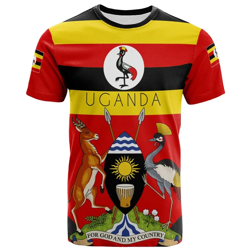 

Uganda Flag Graphic T-shirts For Men Uganda Emblem National Day Short Sleeve Oversized Tshirt Tops Mens Sport Tee Shirt Clothes