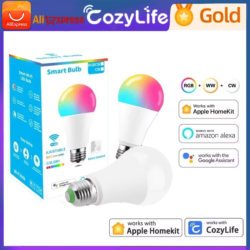 CozyLife A19 E27 LED RGB لمبة AC265V Bombillas 9 واط Siri التحكم عكس الضوء الموقت وظيفة الذكية neonwall RGBW المنزل الذكي ضوء لمبة