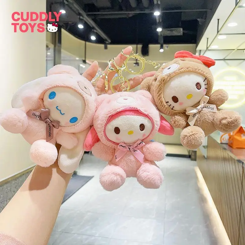 

Sanrio брелок Kawaii плюшевая кукла игрушки Мелодия Санрио мультфильм Hello Kitty Kuromi брелок Подвеска плюшевая для детей Подарки для девочек