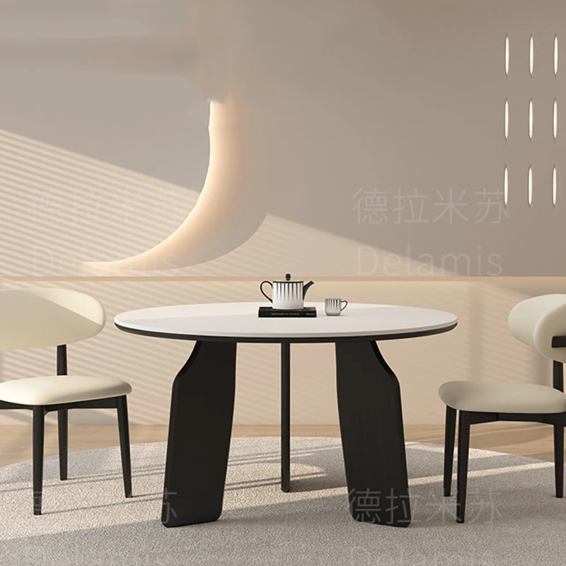 طاولة طعام فاخرة على الأرض قطعة مركزية صغيرة الطراز لغرفة المطبخ طاولة طعام بتصميم حديث أثاث صالون موبليس الاسكندنافي المدمج #5