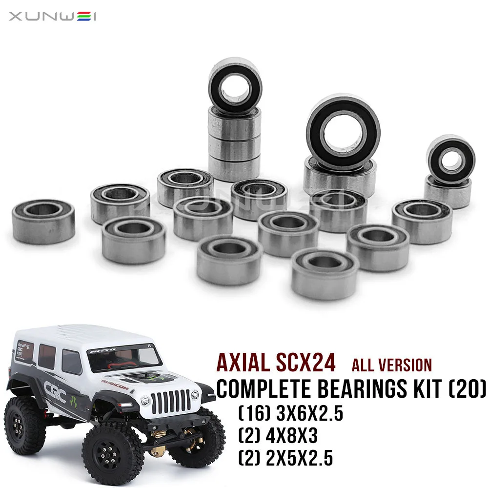 Axial SCX24 Complete Ball Bearings Kit 20pcs Chrome Steel for All Version 1/24th RC Mini Crawler Car Part