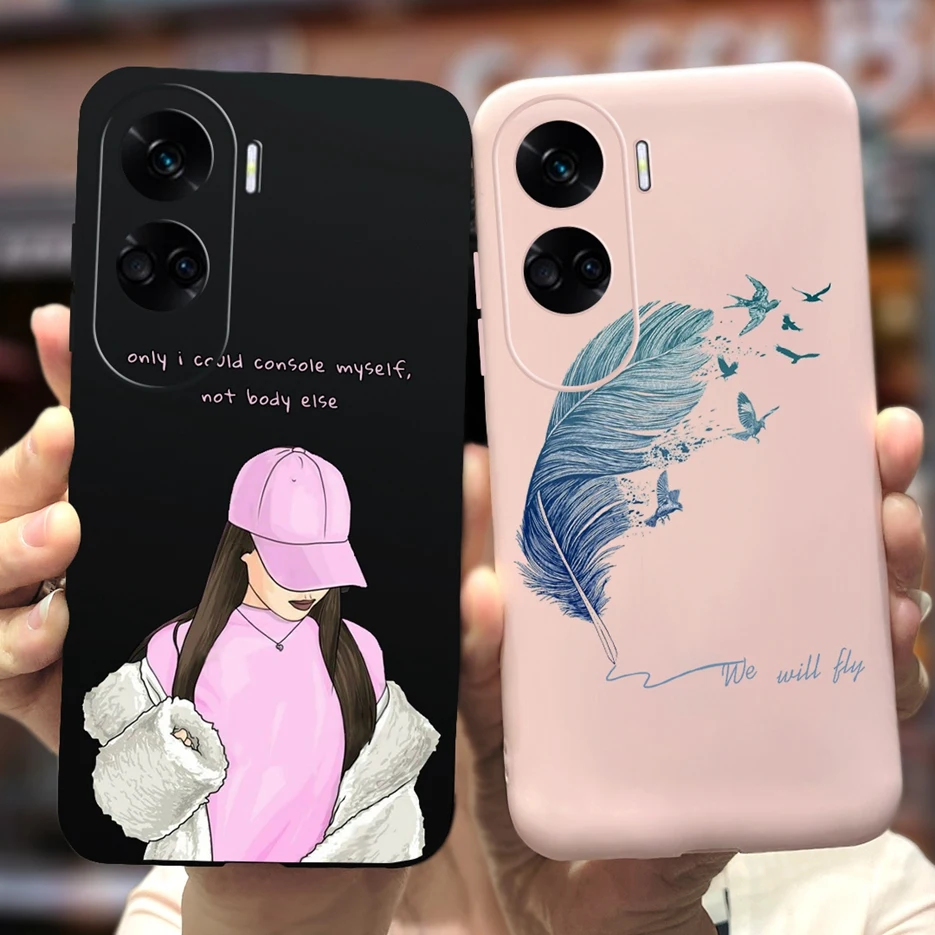 For Honor 90 Lite Case Luxury Cartoon Gilrs Sunflower Painted Cover Soft Silicone Phone Case For Honor 90 Pro Honor90 Lite Shell