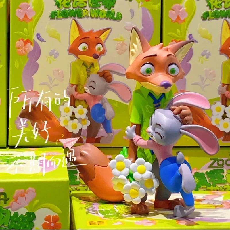 Disney Zootopia Flower Language World Nick·wilde Judith Laverne Hopps Anime Figure Kawaii Peripheral Collection Graduation Gifts