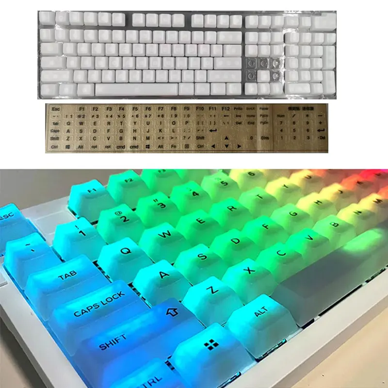 Transparante Pbt Keycaps 104 Toetsen Mechanisch Toetsenbord Oem Profiel Backlight Rgb Custom Blanco Clear Key Cap Mx Switch Met Iso