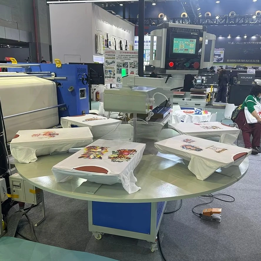 Automatic 4 Station Heat Transfer Press Machine Carrousel Heat Transfer Machine