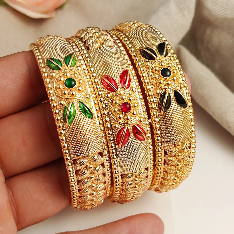 Gold Color Bangles For Women Men 18K Gold Plated Bracelet Jewelry Nigerian Wedding Party Gift Dubai Bracelet image 4