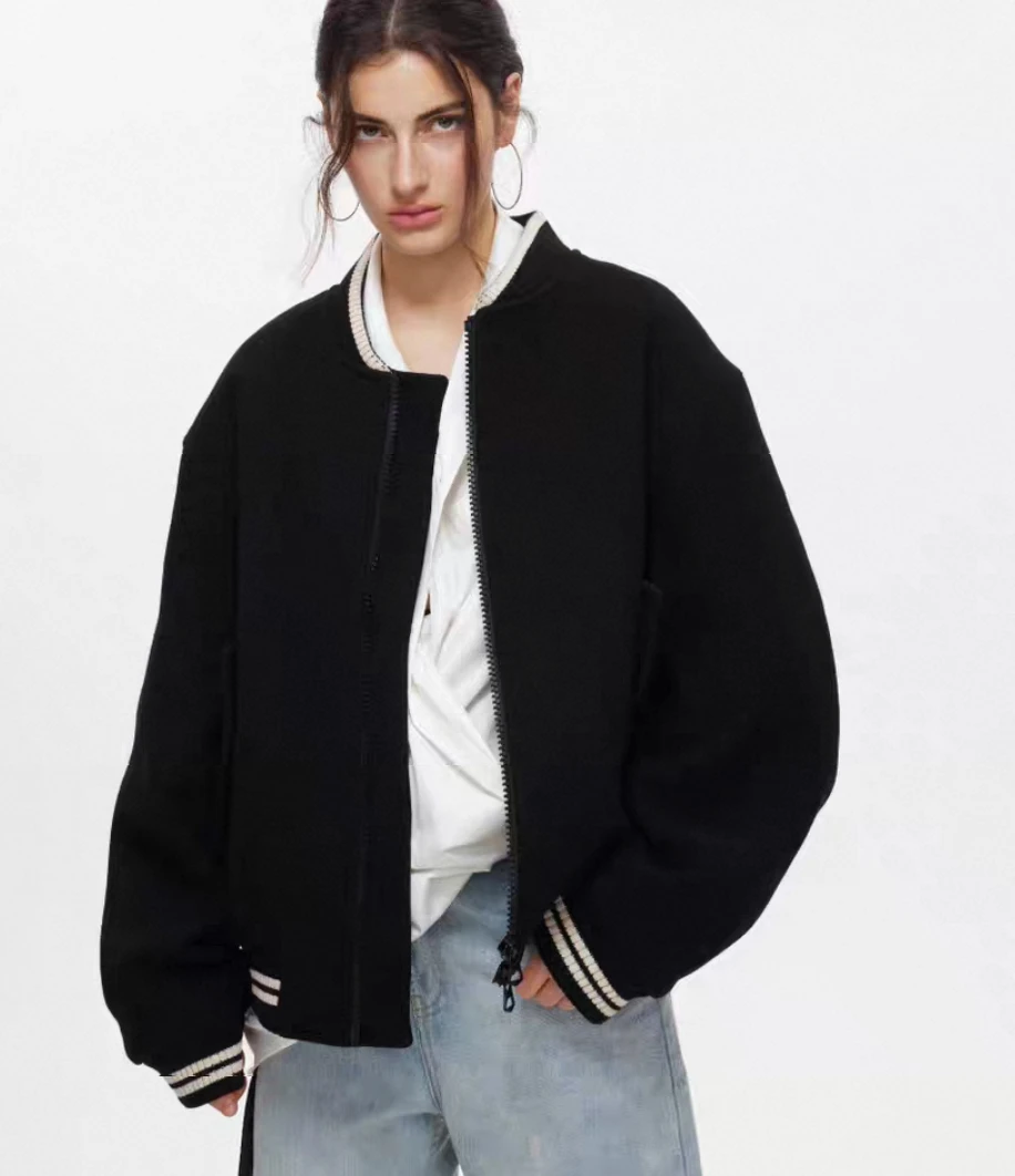 Bomber Jackets Womens Jacket Girls Autumn-Winter Twill Turtleneck Pressed Elegant Formal Classical Temperament Professional OL - view 2