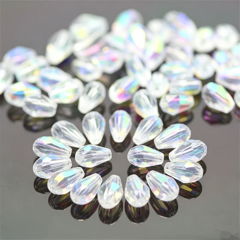 Teardrop White AB 3x5mm 4x6mm 5x7mm Waterdrop Glass Crystal Beads DIY Jewelry Accessories Loose beads