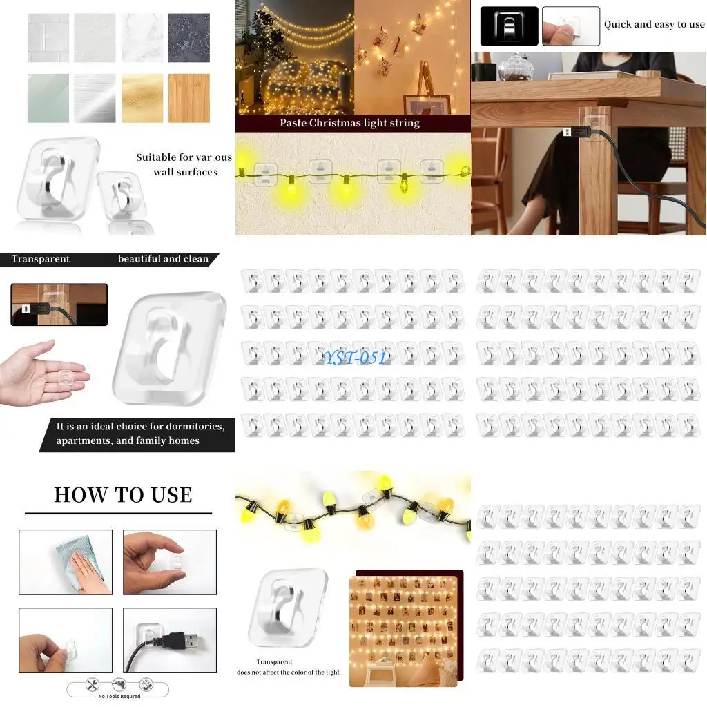 

E15A Small Size Transparent Clip Featuring Adhesive Clear Light Line Holders Simple Installation for Securing Light Line