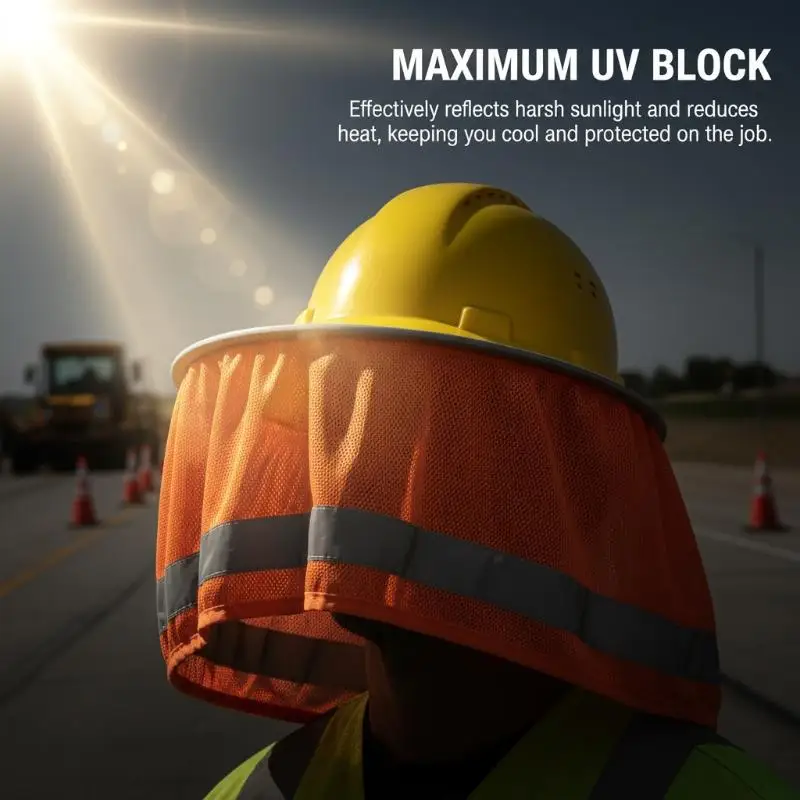Neck Shield Hard Hat Safety Helmet Sun Shade Cap with UV Protection Reflective Cover for Outdoor Jobs
