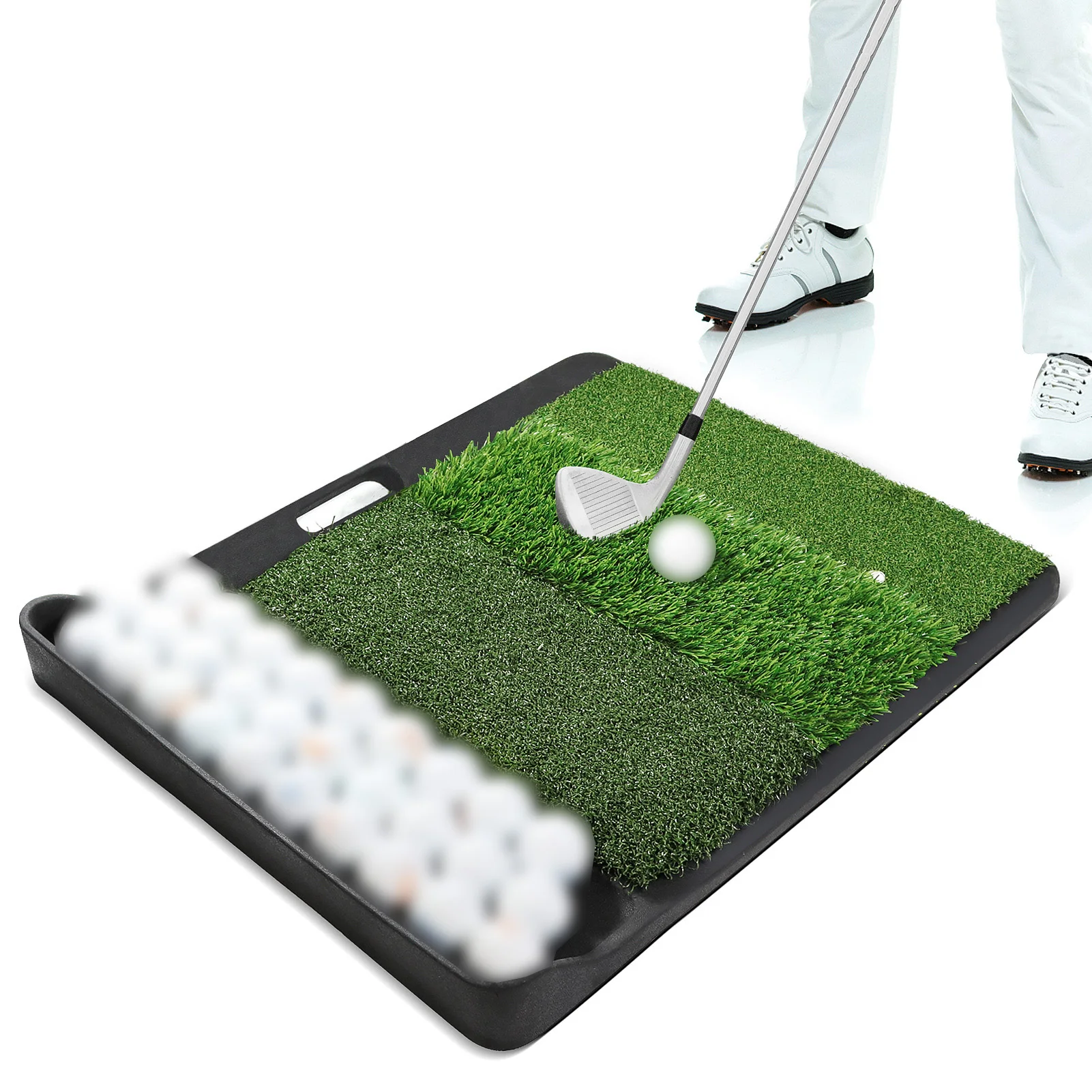 

Golf Practice Mat Golf Hitting Mat with Golf Ball Tray for Indoor Outdoor Training