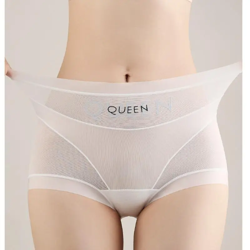 Spring Summer Women's Ice Silk Panties 3PCS Soft Seamless Briefs Female Breathable Flat-Angle Underpants Letter Print Underwear