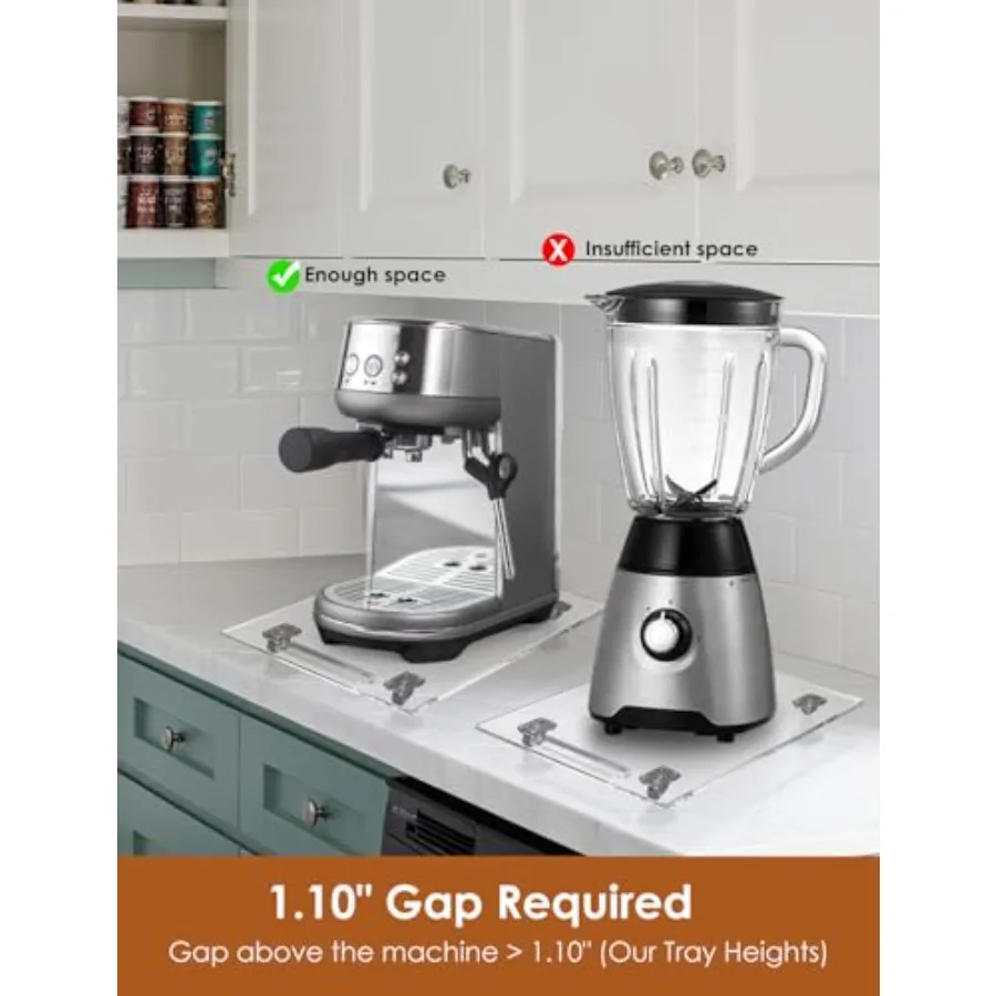 أكريليك 360 °   مزلقات الأجهزة الثقيلة الإنزلاقية لأسطح الكونترتوب، صينية متحركة بدون جهد لتوفير المساحة لصانعي القهوة K