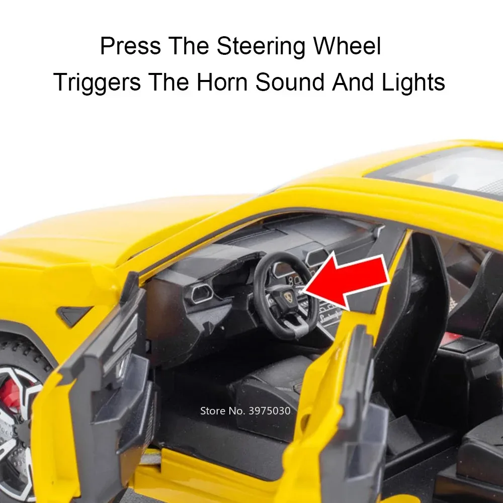 1:24 لامبور أوروس سيان FKP37 سبيكة سيارات رياضية لعب نماذج Diecasts على الطرق الوعرة المركبات ضوء الصوت نموذج مصغر سيارة هدايا الاطفال