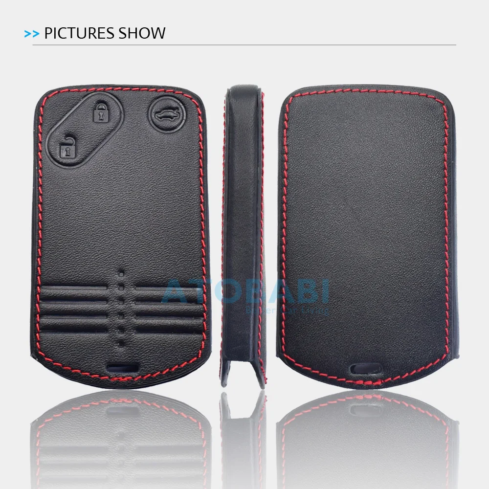 Leather Car Key Cover For Mazda CX-7 CX-9 MX-5 Miata RX-8 2007 2008 2009 Keychain Holder Smart Remote Control Fob Protector Case