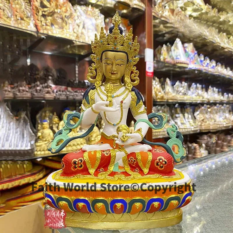 

2024 high grade colored draw Buddha statue Vajra Sakyamuni Vajrasattva Painted copper Buddha bless family Safety Health luck