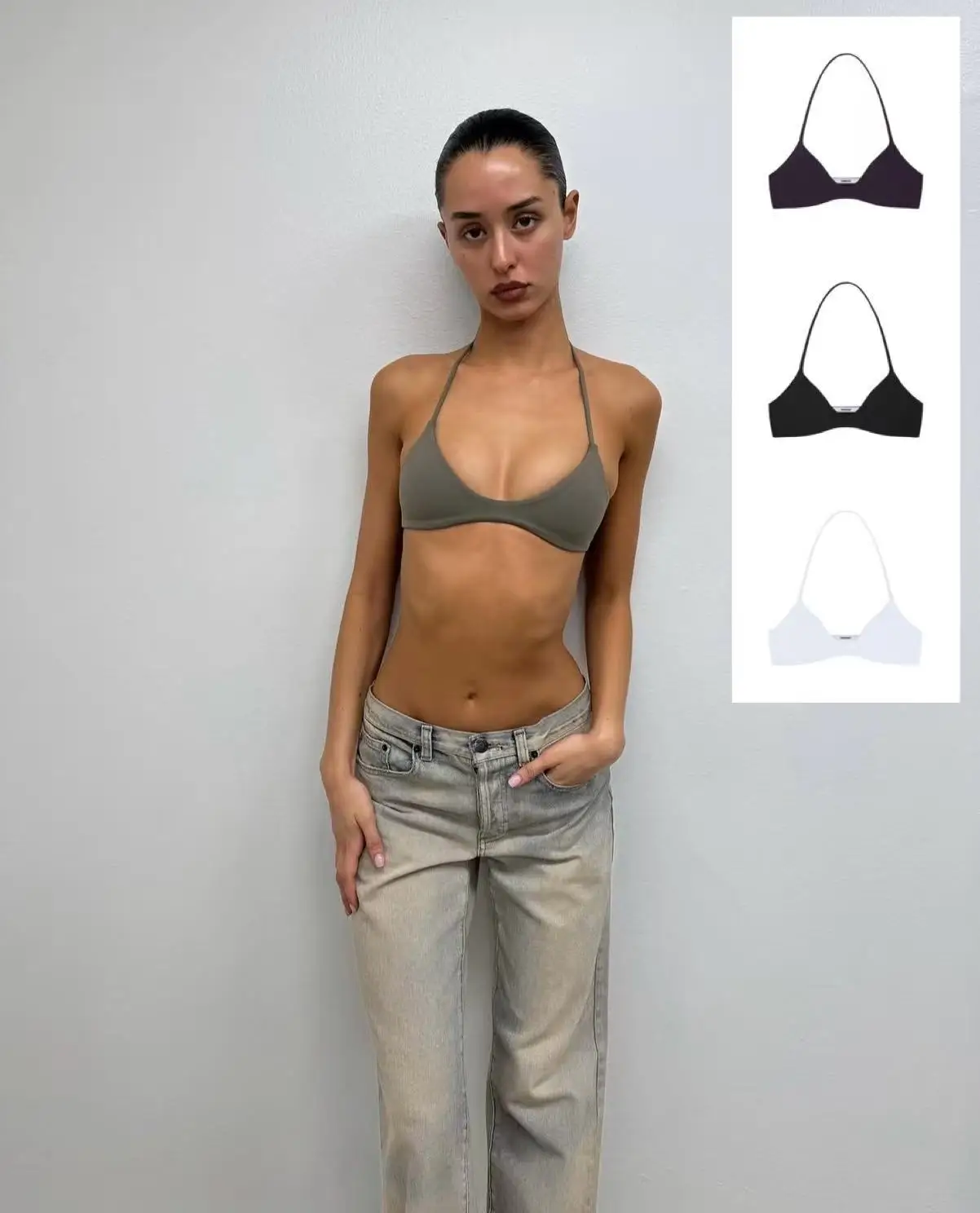 

Tank Neck Hanging Triangular Cup Underwear Multi colored Double layered Interior Mini Tank Top