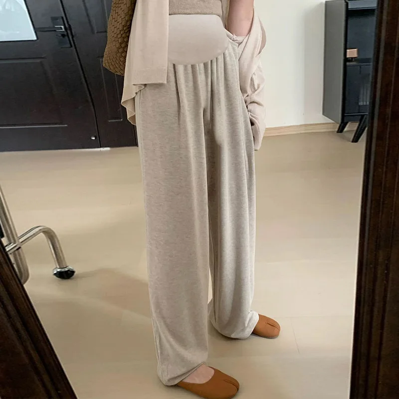 Autumn Winter Maternity Pants Thermal Wide Leg Loose Straight Clothes for Pregnant Women Pregnancy