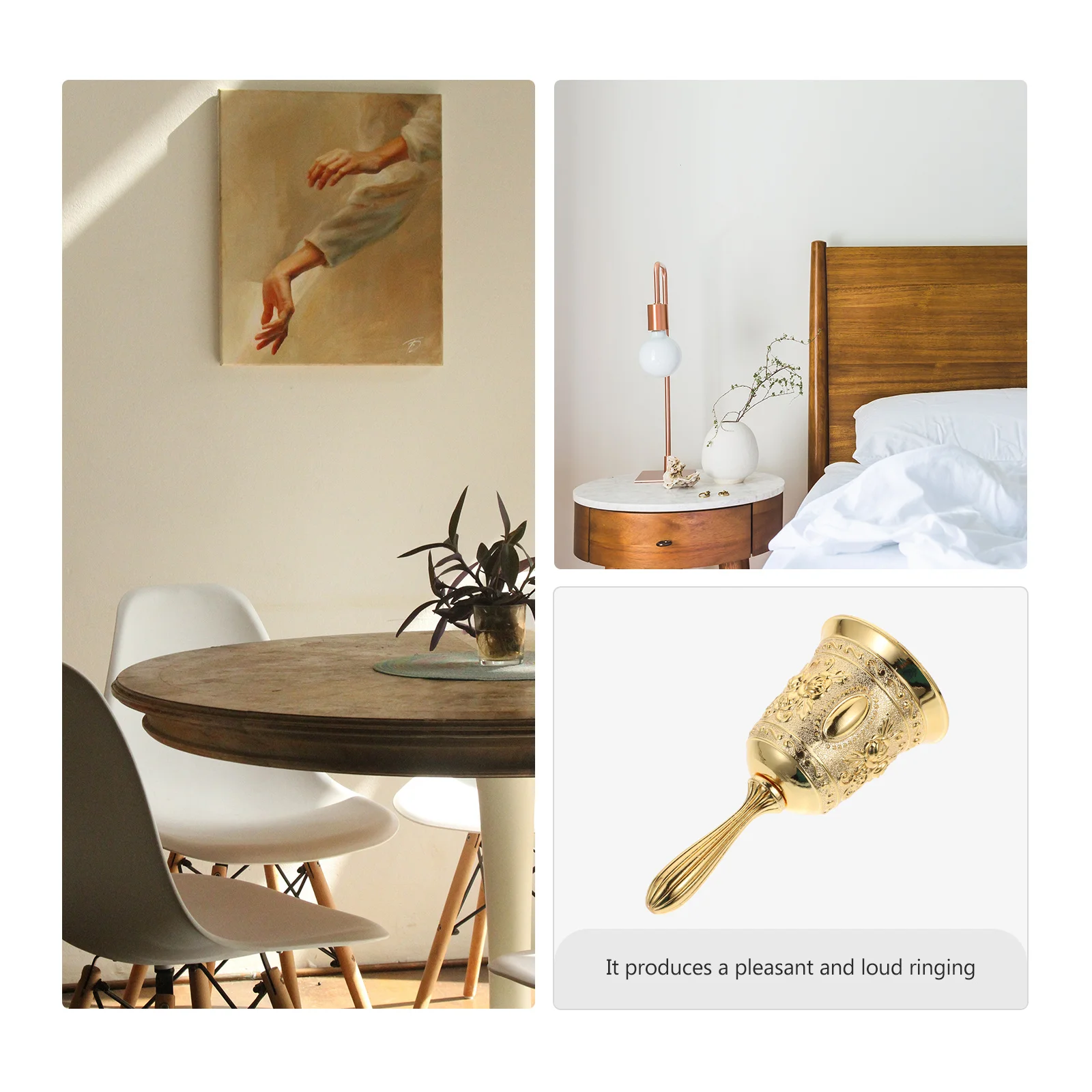 1 قطعة جرس اليد الرجعية سبائك الزنك نمط خمر لمطعم مكافحة الاستقبال خدمة جرس الاتصال سطح المكتب الديكور #1