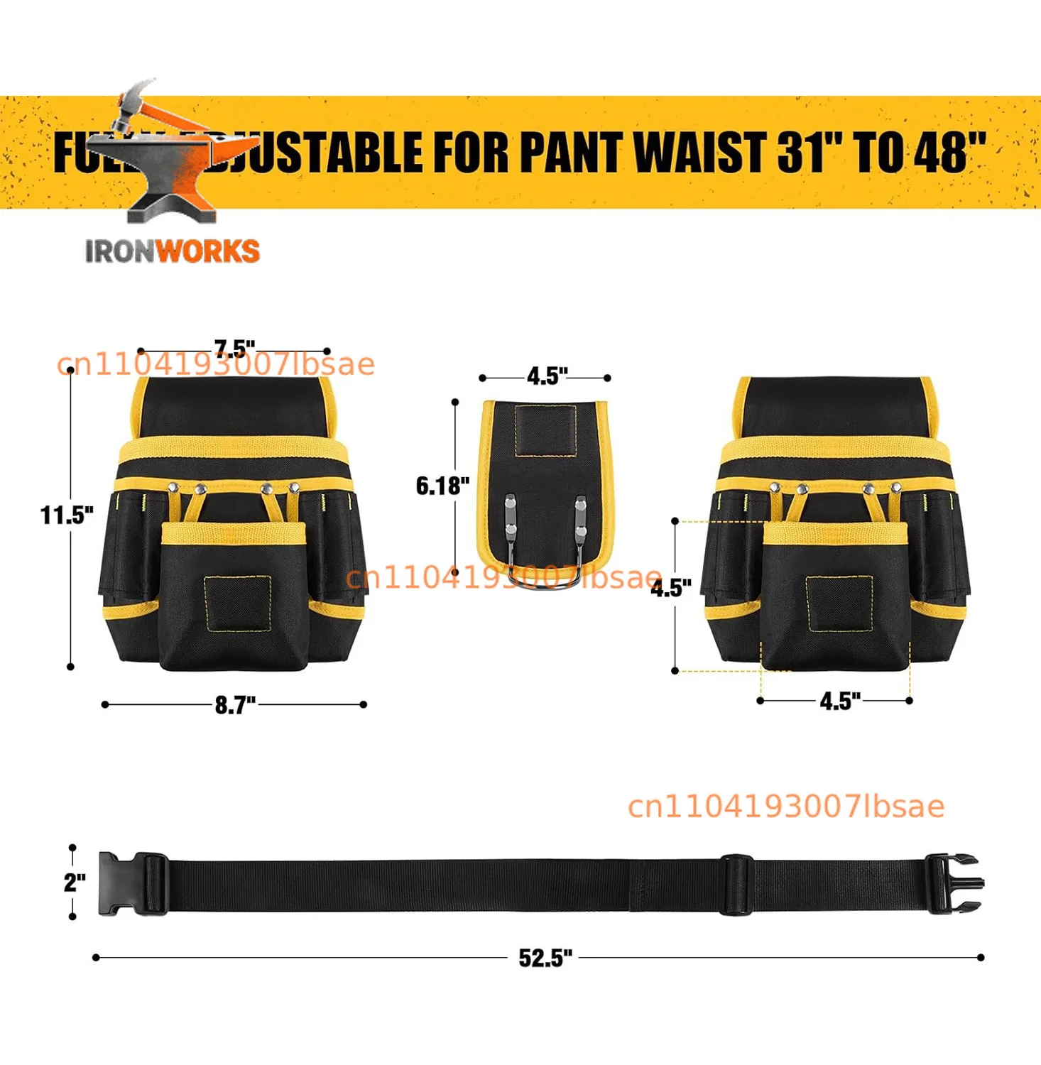 Tool Belt Bag Utility Belt Adjustable Pockets Tool Belts Detachable Work Pouch Bag Heavy Waist Apron Versatile Pouch