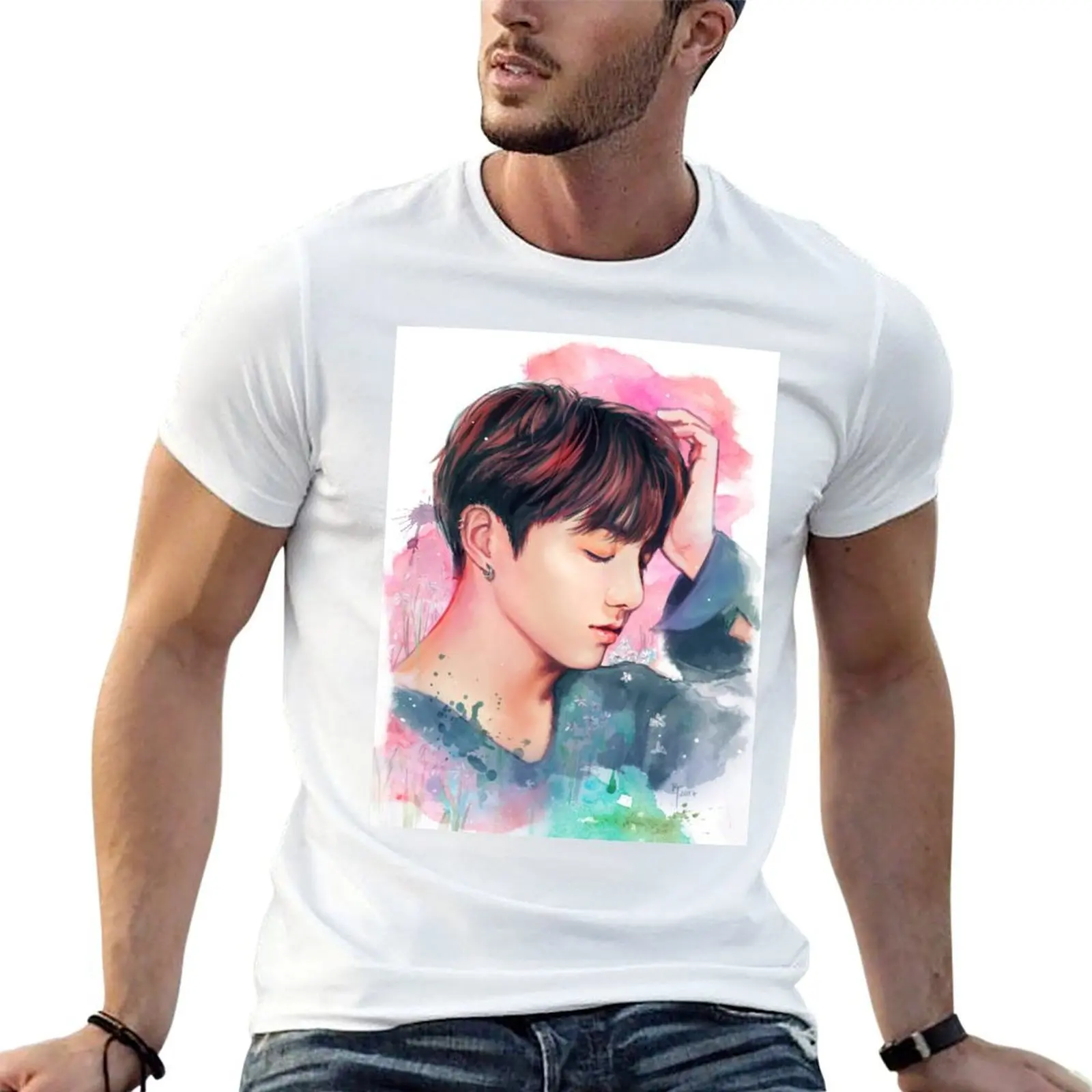 

JK Watercolor Mixed Media T-Shirt t shirts for man cotton funny t shirt custom print man t shirt graphic T-shirt