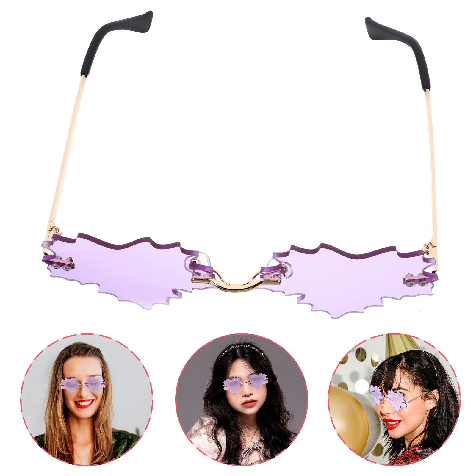 

Leaf Rimless Sunglasses Lightweight Unique Trendy Party Glasses Fun Sunglasses Women Fun Glasses Rave Accessories for Women