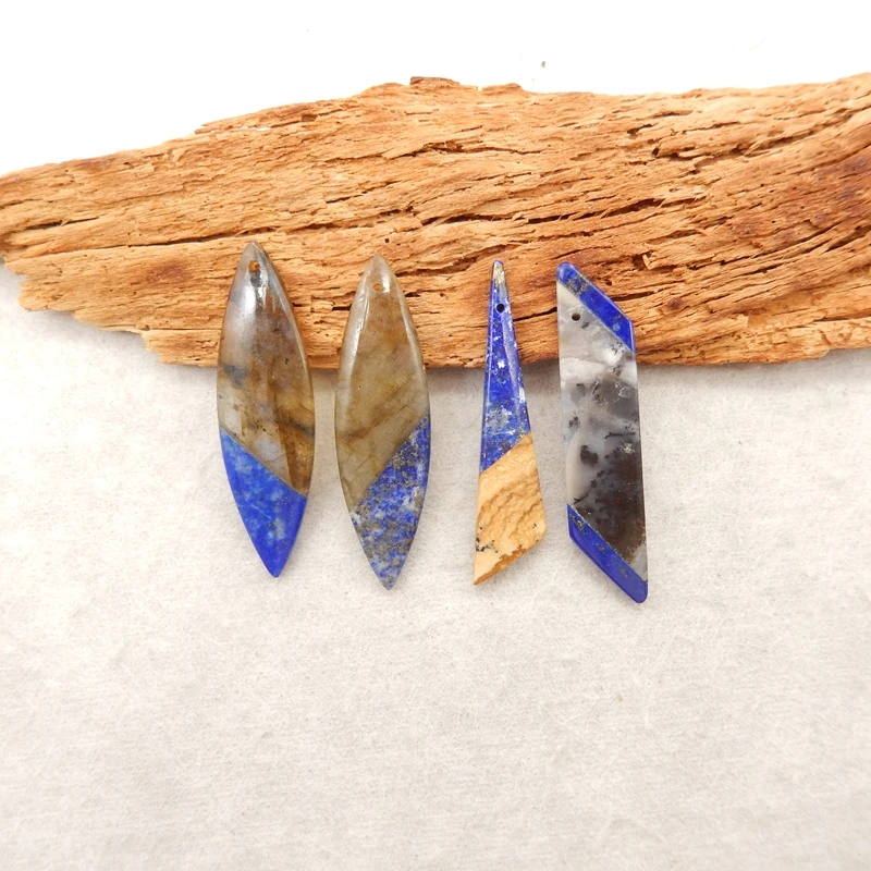 

4PCS Mixed Gemstone Arrowhead Pendant Set Lapis Lazuli Labradorite Picture Jasper Multi-Stone Jewelry Components for Crafting