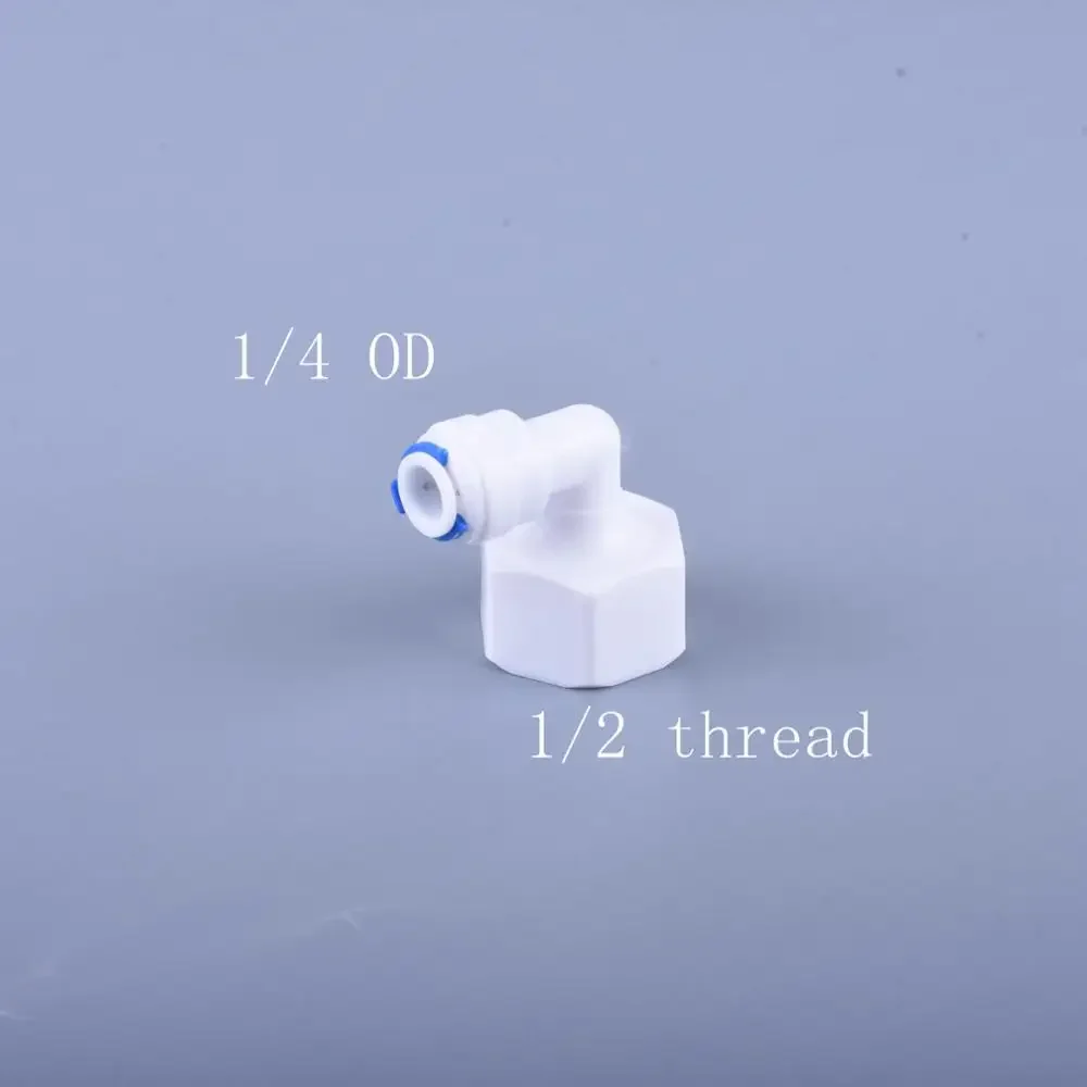 Złączka kolankowa 1/4\" 3/8\" szybkozłączka - gwint wewnętrzny typu L, do filtra do wody pitnej, systemu RO (odwróconej osmozy)