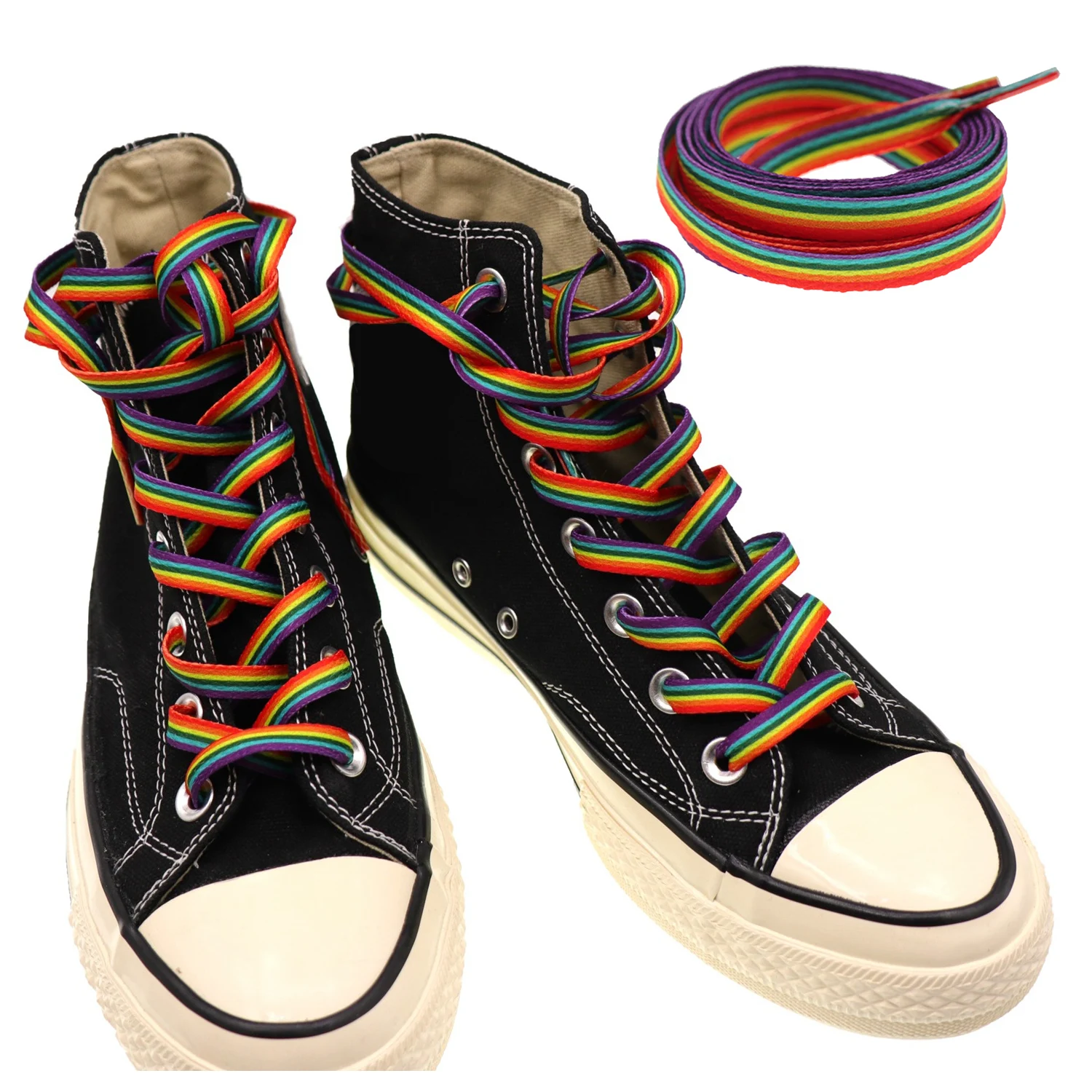 

Rainbow Shoelace Gradient Color Low-Cut High Top Canvas Shoes Laces Rainbow Personalized Printing Charm Shoelaces Accessories