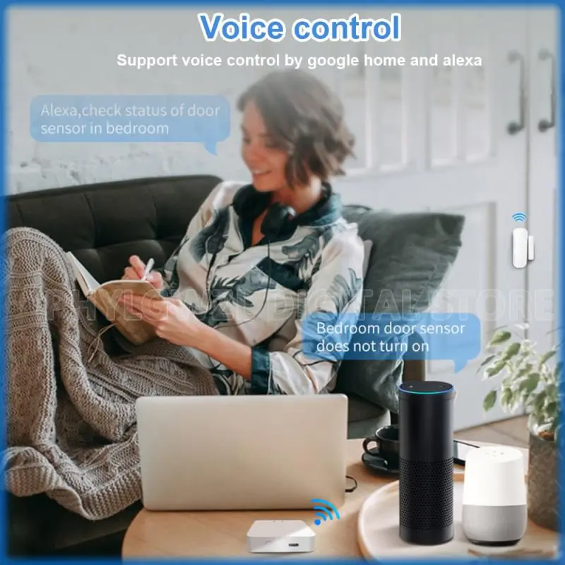 Tuya-Capteur de porte et fenêtre intelligent, ouvre-porte sans fil, poignées de fermeture, alarme à distance, fonctionne avec Alexa Google Home