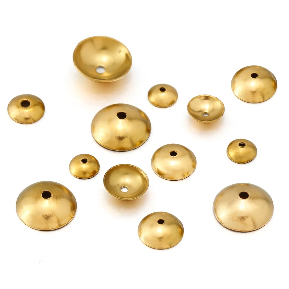 50pcs Stainless Steel Bead Caps Ball Tip Cover Protector Spacer Fitting 3/4/5/6/8/10mm Beads for DIY Jewelry Making Supplies