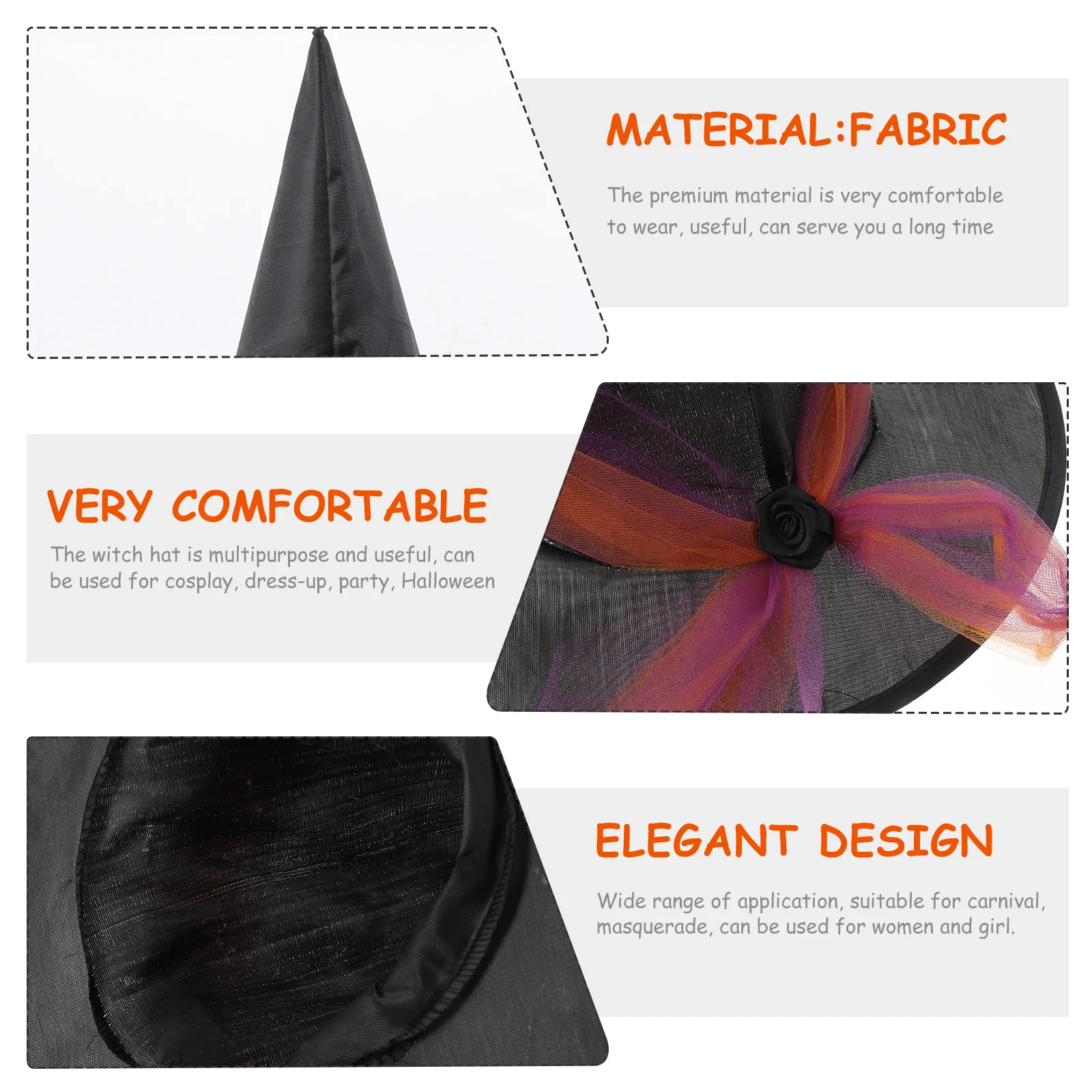 

Halloween Witch Hat Cosplay Party Dress-Up Decorative Accessory for Women Girls Masquerade Witches Hat Witch Hats