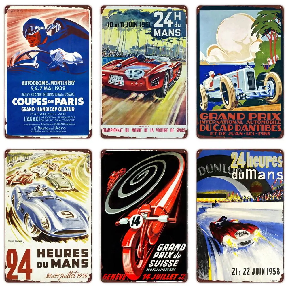 Vintage Car Racing Tin Sign, Metal Poster for Club Man Cave, Wall Art Painting, Monaco Moto Racing Retro Plaque, Croatia, Prix