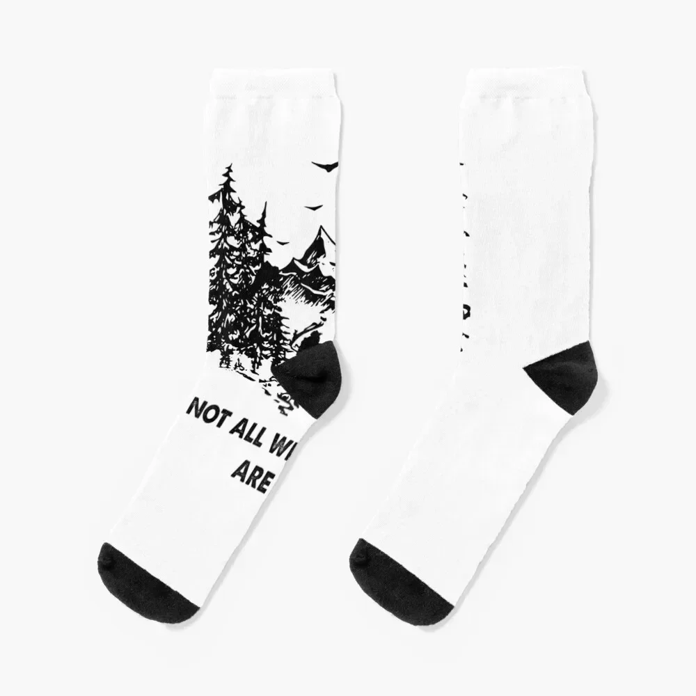 

Not All Who Wander Are Lost - Couple Hiking Socks men cotton high quality custom sports colored Run Socks For Man Women's