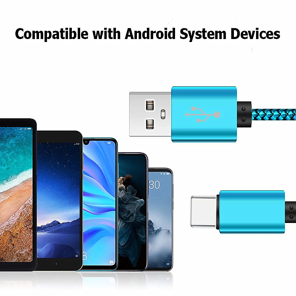 For Samsung galaxy feel 2 A51 A71 A30S A21S A40 A50 A70 A20 S8 Phone USB type C Cable Data Charger Cord 1M 2M Fast Charging Wire