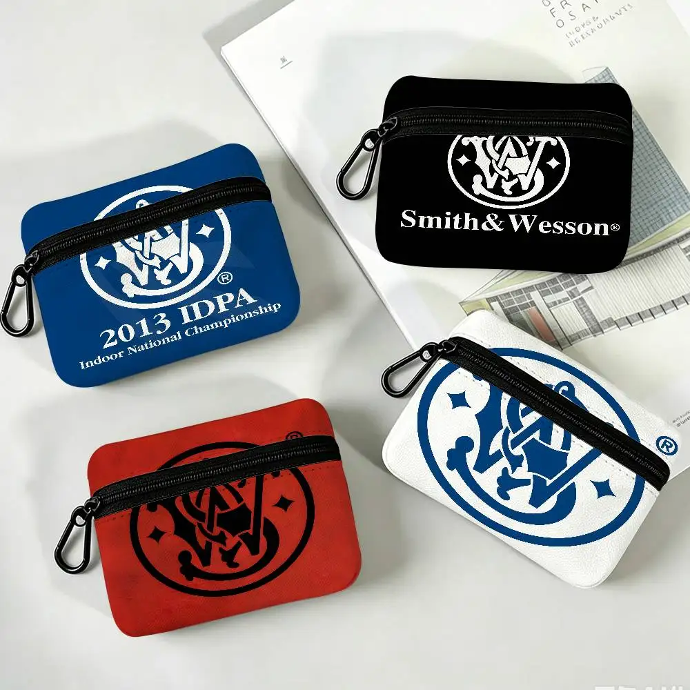 S-Smith-&-Wesson Robust-Classic Lightweight Oxford Fabric Coin Purse Carabiner Hook Design Mini Card Key Organizer Bag