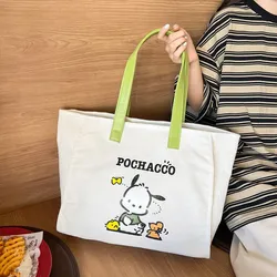 Sanrio Pochacco Canvas Bag Kawaii My Melody Kuromi Hangyodon Shoulder Bag Girl Heart Cute Cartoon Tote Shopping Bag Kid Gift